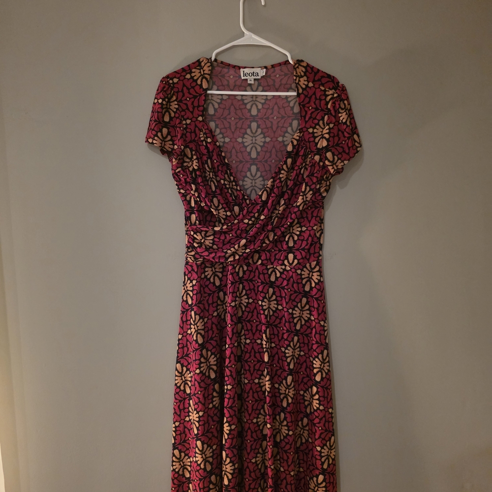 LOFT Pink and Black Floral Maxi Dress